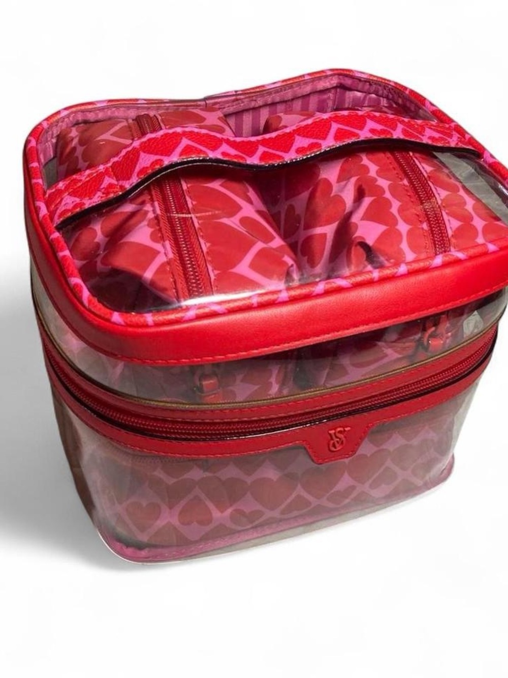 NWOT Victoria's Secret 4-in-1 Cosmetic Set Red & Pink Hearts (Limited Edition) - Picture 3 of 9